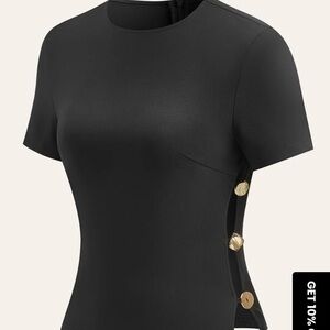 Elegant Black Button-Detail Top